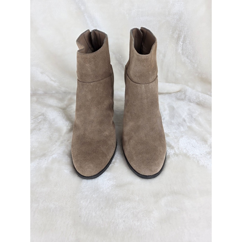 BCBGeneration Suede Block Heel Ankle Boots Taupe Zipper Closure Women's Size